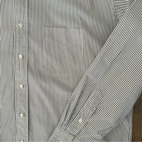 Gitman Brothers Men's Pinstripe Button Down Poplin Shirt White Green 17 1/2 36T - Picture 5 of 8